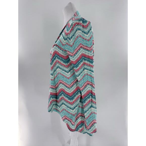 Shiela Rose Cardigan Sweater Sz L Chevron Colorful Artsy Fun Shawl Throw NWT - Picture 4 of 14